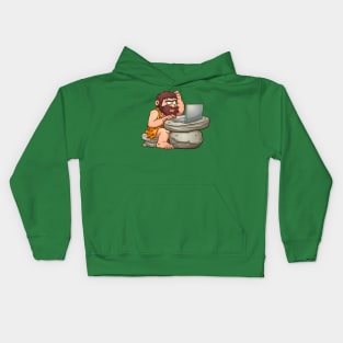 caveman computer Kids Hoodie